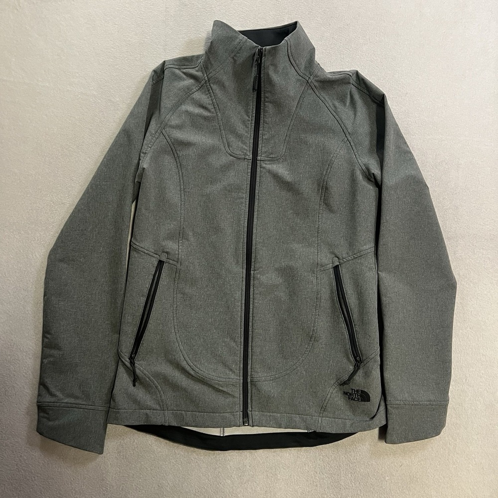 The North Face Jacket Women Size Medium Gray Windwall Full Zip Lined Softshell